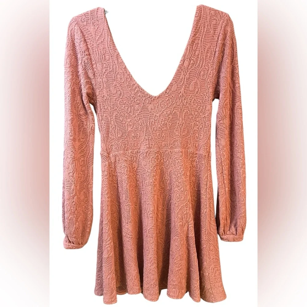 Hostess Pick 🥳💥 Chic Rust Textured Long Sleeve Dress by Free People